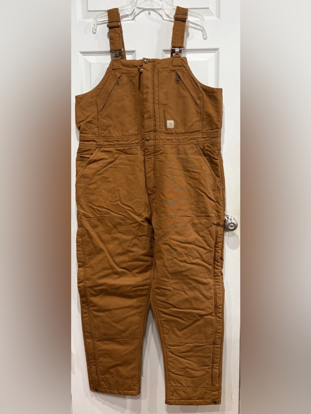 Carhartt Women's 1X Plus Loose Fit Washed Duck Bib Overalls Insulated Brown NWT